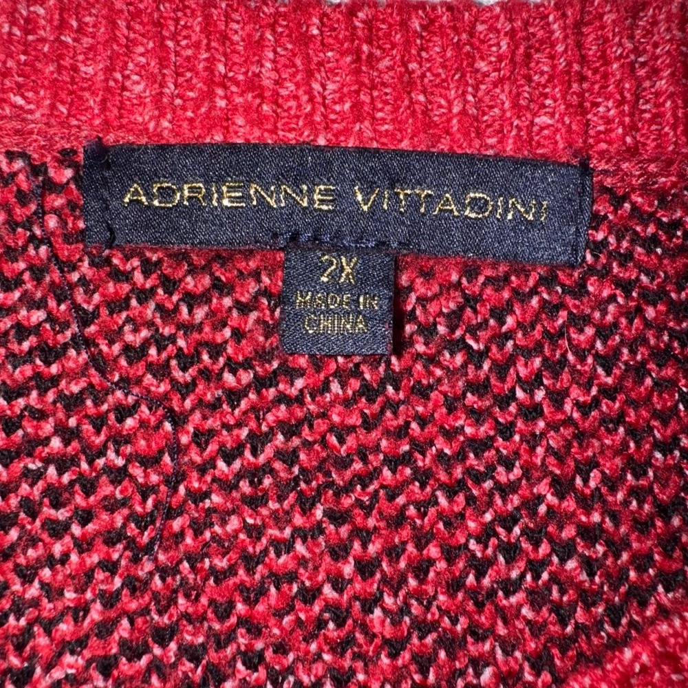 Adrienne Vittadini Womens 2X‎ Red Black Polka Dot Jolly Christmas Sweater - Picture 6 of 9
